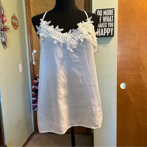 Macaron white camisole tank top floral embellishment racer back size L